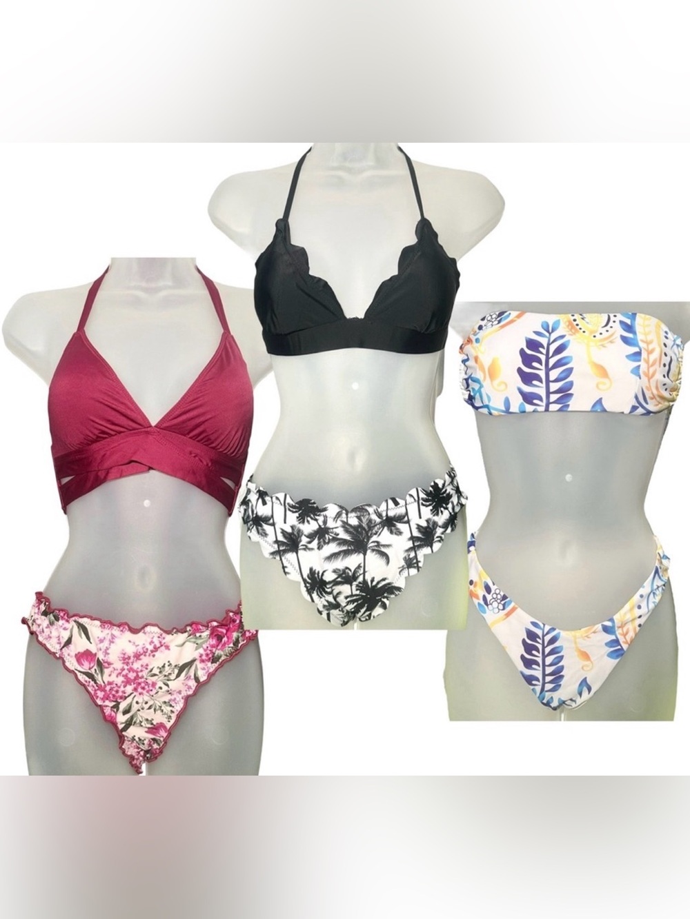 Bikinis x3 S Mossimo Shein Scalloped Floral